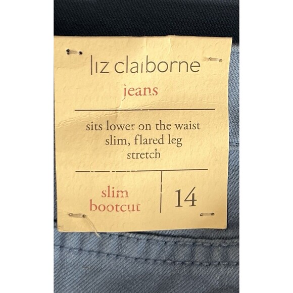 Liz Claiborne Barrier Reef Blue Wide Leg Boot Cut Slim Fit Denim Jeans Size 14 - Picture 10 of 12